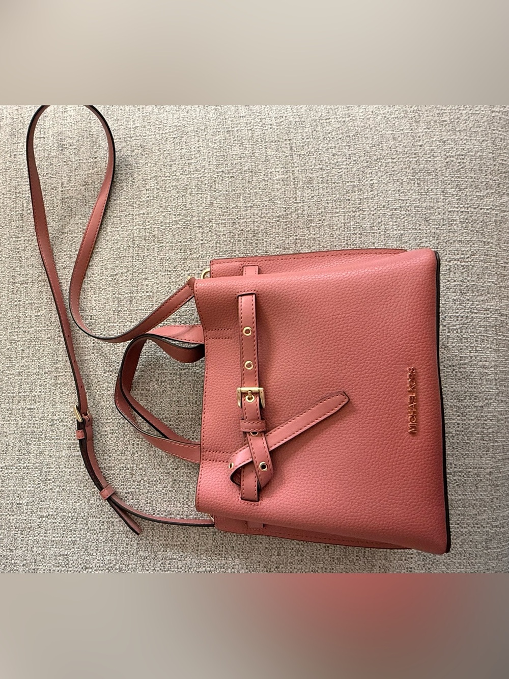 Women's Rose Pink Leather Crossbody Tote Bag